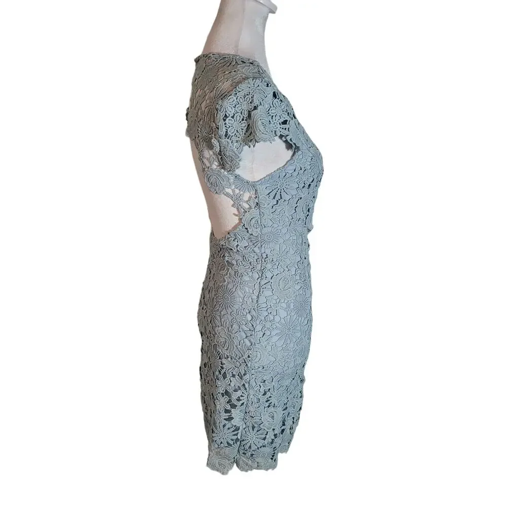 Lulus Size XS Lace Mini Dress Women Backless Romance Language Light Blue
